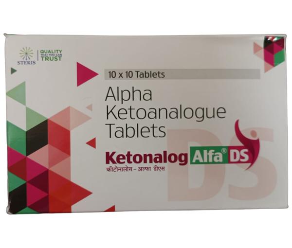 KETONALOG ALFA DSAlpha KetoanalougeKETONALOG ALFA DS is a medication containing Alpha Ketoanalogue, a key component that supports kidney health and is often prescribed for individuals with kidney disease. This medicine is designed to supplement essential amino acids and nitrogen in the body, which are crucial for maintaining optimal renal function.Alpha Ketoanalogue works by providing a source of essential amino acids that are necessary for protein synthesis in the body. By ensuring an adequate supply of these amino acids, KETONALOG ALFA DS helps in reducing the workload on the kidneys, thus supporting their overall health and function.This medicine is particularly beneficial for patients undergoing dialysis or with impaired kidney function, as it helps in managing uremic symptoms and preventing complications associated with kidney disease. It is usually prescribed as part of a comprehensive treatment plan that includes dietary modifications and other medications to manage kidney-related issues effectively.KETONALOG ALFA DS comes in a convenient dosage form and is generally well-tolerated by most patients. However, it is essential to follow the prescribed dosage and instructions provided by your healthcare provider to ensure maximum benefits and minimize the risk of adverse effects.Overall, KETONALOG ALFA DS plays a crucial role in supporting kidney health by supplying essential nutrients that contribute to maintaining optimal renal function and improving overall quality of life for individuals with kidney disease.For further information:Email: info@sterispharma.com / contact@sterispharma.comCall/WhatsApp: 7877551268, 7849827488ORDER Now: https://www.sterisonline.com/product/ketonalog-alfa-ds-134466