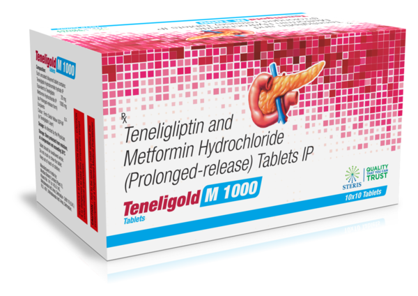 TENELIGOLD M 1000 Metformin SR (1000mg), Teneligliptin (20mg)Introduction to TENELIGOLD M 1000TENELIGOLD M 1000 is a combination medication that includes Metformin Hydrochloride Sustained Release (SR) 1000mg and Teneligliptin 20mg. This medication is primarily used for the management of type 2 diabetes mellitus. By combining the complementary mechanisms of Metformin and Teneligliptin, TENELIGOLD M 1000 offers comprehensive glycemic control, helping patients effectively manage their blood sugar levels.What are Metformin and Teneligliptin?Overview of MetforminMetformin is a biguanide that helps lower blood sugar levels by improving the body's sensitivity to insulin and reducing the amount of glucose produced by the liver. It also enhances peripheral glucose uptake and utilization. The sustained-release formulation ensures a prolonged effect throughout the day.Overview of TeneligliptinTeneligliptin is a dipeptidyl peptidase-4 (DPP-4) inhibitor that helps control blood sugar levels by enhancing the body's ability to regulate insulin after meals. It works by inhibiting the DPP-4 enzyme, which results in prolonged activity of incretin hormones that play a significant role in glucose metabolism.Benefits of TENELIGOLD M 1000Effective Blood Sugar ManagementDual Mechanism of Action: Metformin improves insulin sensitivity and reduces hepatic glucose production, while Teneligliptin enhances insulin release and reduces glucagon levels after meals, providing comprehensive glycemic control.Postprandial and Fasting Glucose Control: This combination helps manage both postprandial (after-meal) and fasting blood sugar levels, offering all-around glycemic control.Support for Diabetes ManagementDiet and Exercise Adjunct: TENELIGOLD M 1000 is an excellent adjunct to diet and exercise, helping patients achieve better blood sugar control when lifestyle modifications alone are insufficient.Reduced Risk of Complications: By maintaining more stable blood sugar levels, this medication can help reduce the risk of long-term complications associated with diabetes, such as cardiovascular disease, neuropathy, and retinopathy.Additional Health BenefitsWeight Management: Metformin is often associated with weight neutrality or modest weight loss, making it a favorable option for overweight or obese patients.Low Risk of Hypoglycemia: When used alone or in combination with Metformin, Teneligliptin has a low risk of causing hypoglycemia compared to some other diabetes medications.How to Use TENELIGOLD M 1000Dosage and AdministrationRecommended Dosage: The typical dosage of TENELIGOLD M 1000 is one tablet taken once or twice daily, depending on your healthcare provider's instructions. The dosage may be adjusted based on individual response and blood sugar levels.Administration: Take the tablet with meals to reduce the risk of gastrointestinal discomfort and enhance the effectiveness of Metformin. Swallow the tablet whole with a full glass of water.Guidelines for Optimal UseConsistent Use: For best results, take TENELIGOLD M 1000 regularly as prescribed by your healthcare provider.Monitor Blood Sugar Levels: Regularly check your blood sugar levels to ensure the medication is effectively controlling your diabetes. Adjustments to your treatment plan may be necessary based on these readings.For further information: EMAIL: info@sterispharma.com / contact@sterispharma.com CALL/WHATSAPP: 7877551268, 7849827488 Order Nowhttps://www.sterisonline.com/product/teneligold-m-1000-133448