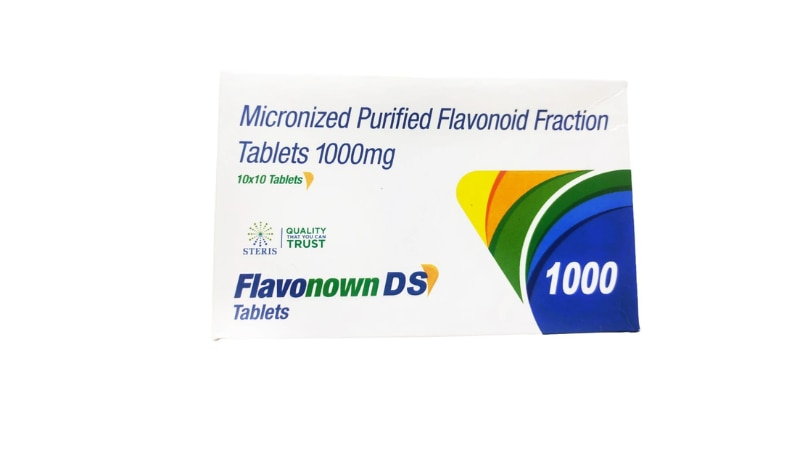 FLAVONOWN DS 1000 Micronized purified Flavonoid Fraction 1000 mgIntroductionFLAVONOWN DS 1000 is a high-potency dietary supplement formulated to support vascular health, improve venous tone, and alleviate symptoms associated with chronic venous insufficiency (CVI) and hemorrhoidal disease. Each tablet contains 1000 mg of Micronized Purified Flavonoid Fraction (MPFF), primarily composed of Diosmin and Hesperidin. The micronization process enhances the absorption and bioavailability of the flavonoids, ensuring maximum therapeutic benefits.Key Component and Its BenefitsMicronized Purified Flavonoid Fraction (MPFF) 1000 mgMicronized Purified Flavonoid Fraction is a powerful combination of flavonoids, primarily Diosmin and Hesperidin, known for their vascular benefits:Vascular Health: MPFF strengthens blood vessels, improving their tone and elasticity, which helps in maintaining healthy circulation.Reduces Inflammation: Flavonoids have anti-inflammatory properties that help reduce inflammation in the veins, alleviating symptoms associated with venous insufficiency and hemorrhoids.Enhances Lymphatic Drainage: Improves lymphatic drainage, reducing swelling and discomfort in the legs and other affected areas.Antioxidant Properties: Protects blood vessels from oxidative stress and damage caused by free radicals.Benefits of FLAVONOWN DS 1000Supports Vascular HealthImproves Venous Tone: Enhances the tone and elasticity of veins, promoting better blood flow and reducing the risk of venous disorders.Strengthens Blood Vessels: Providesessential support to blood vessels, making them more resilient and less prone to damage.Reduces Symptoms of Venous InsufficiencyAlleviates Leg Pain and Swelling: Reduces pain, swelling, and heaviness in the legs, common symptoms of chronic venous insufficiency.Prevents Varicose Veins: Helps in the prevention and management of varicose veins by improving venous return and reducing venous pressure.Manages Hemorrhoidal DiseaseReduces Hemorrhoid Symptoms: Alleviates symptoms of hemorrhoids, such as pain, bleeding, and swelling, by reducing inflammation and improving venous tone.Promotes Healing: Supports the healing of hemorrhoidal tissue and reduces the frequency of flare-ups.How to Use FLAVONOWN DS 1000Dosage and AdministrationRecommended Dosage: The typical dosage is one FLAVONOWN DS 1000 tablet taken once or twice daily, as directed by your healthcare provider.Administration: Swallow the tablet whole with a full glass of water. It is best taken with meals to enhance absorption and minimize gastrointestinal discomfort.Guidelines for Optimal UseConsistent Use: For best results, take FLAVONOWN DS 1000 regularly at the same time each day as prescribed by your healthcare provider.Monitor Symptoms: Regularly monitor your symptoms and consult your healthcare provider to ensure the supplement is effectively managing your condition.For further information: EMAIL: info@sterispharma.com / contact@sterispharma.com CALL/WHATSAPP: 7877551268, 7849827488 BUY NOWhttps://www.sterisonline.com/product/flavonown-ds-1000-134306