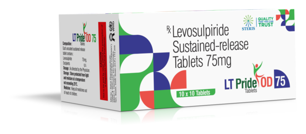 LT PRIDE OD 75Levosulpiride sustained release (75mg)LT Pride OD 75 is a medication that contains Levosulpiride sustained release (75mg). Levosulpiride is a dopamine receptor antagonist that is used to treat various gastrointestinal and psychiatric disorders. Here are some key points about LT Pride OD 75:Indications: Levosulpiride is primarily prescribed for conditions such as gastroesophageal reflux disease (GERD), functional dyspepsia, and irritable bowel syndrome (IBS). It helps in relieving symptoms like nausea, vomiting, bloating, and abdominal discomfort.Psychiatric Uses: In psychiatric practice, Levosulpiride is used to manage certain mood disorders such as depression, anxiety, and dysthymia. It works by modulating dopamine levels in the brain, which can have an impact on mood regulation.Sustained Release Formulation: LT Pride OD 75 is a sustained release formulation, which means that the medication is released gradually over time, providing a more consistent and prolonged effect compared to immediate-release formulations.Dosage: The typical dosage of LT Pride OD 75 is usually determined by the treating healthcare provider based on the patient's condition, age, and other factors. It is important to follow the prescribed dosage and administration instructions carefully.Side Effects: Common side effects of Levosulpiride may include drowsiness, dizziness, dry mouth, constipation, and changes in appetite. Serious side effects are rare but may include extrapyramidal symptoms (movement disorders), especially at higher doses.Precautions: LT Pride OD 75 should be used with caution in patients with a history of neurological disorders, as it may exacerbate certain symptoms. It is not recommended for use in children without proper medical supervision.Consultation: Patients should consult their healthcare provider before starting or stopping LT Pride OD 75, especially if they are taking other medications or have any underlying medical conditions.LT Pride OD 75 with Levosulpiride sustained release (75mg) can be an effective treatment option for gastrointestinal and psychiatric disorders when used under medical guidance and supervision.For further information:Email: info@sterispharma.com / contact@sterispharma.comCall/WhatsApp: 7877551268, 7849827488ORDER Now: https://www.sterisonline.com/product/lt-pride-od-75-134239