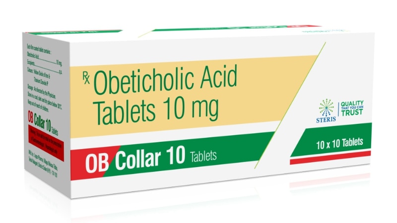 OB-COLLAR 10Obeticholic Acid (10mg)OB-COLLAR 10 contains Obeticholic Acid (10mg), a medication used to treat primary biliary cholangitis (PBC), a chronic liver disease. Obeticholic Acid works by activating the farnesoid X receptor (FXR), which plays a role in bile acid synthesis and transport. By activating FXR, Obeticholic Acid reduces the production and absorption of bile acids, leading to a decrease in liver inflammation and damage.Obeticholic Acid is prescribed for patients with PBC who have not responded well to other treatments or who cannot tolerate them. It helps improve liver function tests and may slow down the progression of liver damage in PBC.However, it's essential to note that Obeticholic Acid may cause side effects such as itching, fatigue, abdominal pain, and elevated cholesterol levels. Regular monitoring of liver function and cholesterol levels is necessary during treatment with OB-COLLAR 10.Patients with liver problems or those taking certain medications should consult their healthcare provider before using OB-COLLAR 10. It's crucial to follow the prescribed dosage and recommendations from a healthcare professional for safe and effective use of Obeticholic Acid.For further information:Email: info@sterispharma.com / contact@sterispharma.comCall/WhatsApp: 7877551268, 7849827488ORDER Now: https://www.sterisonline.com/product/ob-collar-10-133785