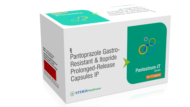 PANTOSTRUM ITPantoprazole (40mg), Itopride (150mg)PANTOSTRUM IT is a combination medication containing Pantoprazole (40mg) and Itopride (150mg). Pantoprazole belongs to a class of drugs called proton pump inhibitors (PPIs), which reduce stomach acid production, making it effective in treating conditions like gastroesophageal reflux disease (GERD), ulcers, and acid-related disorders.Itopride is a prokinetic agent that enhances gastrointestinal motility, making it useful in conditions like dyspepsia and gastroparesis, where there is delayed gastric emptying.Together, Pantoprazole and Itopride in PANTOSTRUM IT work synergistically to provide relief from acid reflux symptoms, such as heartburn, regurgitation, and indigestion, while also improving digestive motility. This combination medication is prescribed by healthcare professionals to manage gastrointestinal disorders effectively.As with any medication, it is crucial to follow your doctor's instructions regarding dosage and usage to ensure safety and efficacy.For further information:Email: info@sterispharma.com / contact@sterispharma.comCall/WhatsApp: 7877551268, 7849827488ORDER Now: https://www.sterisonline.com/product/pantostrum-it-133795