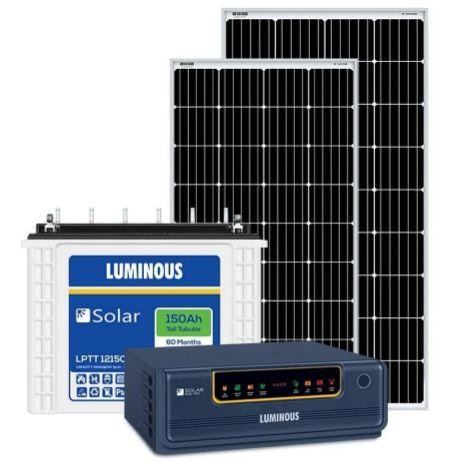 1 Kva Off Grid Solar System₹ 62,000/ UnitGet Latest PriceMinimum Order Quantity: 1 UnitUsage/Application	ResidentialBrand	luminousCapacity	1 kvaType Of Plant	Off GridOther Components	Inverter-PCUFeatures	Panel stand,10 meter wire along with connectors,excluding fixing and wiringOperating Voltage	12 VWarranty Of Solar Panels	25 Years**Warranty Of Components	5 Years*1 kva off grid solar system is designed to power supply for 4-5 hours to 1-2 bhk houses in india,it is a small power plant witch can run a pick load up 600 watts.