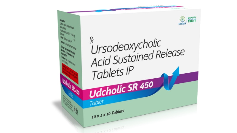 UDCHOLIC SR 450Ursodeoxycholic Acid (450 mg)UDCholic SR 450 is a medication containing Ursodeoxycholic Acid at a strength of 450 mg. Ursodeoxycholic Acid is a bile acid used to treat various liver and gallbladder conditions. It works by reducing the amount of cholesterol produced by the liver and dissolving gallstones. UDCholic SR 450 helps improve liver function and bile flow, aiding in the treatment of conditions like primary biliary cirrhosis, gallstones, and certain liver diseases. It is typically taken orally as directed by a healthcare professional.For further information:Email: info@sterispharma.com / contact@sterispharma.comCall/WhatsApp: 7877551268, 7849827488ORDER Now: https://www.sterisonline.com/product/udcholic-sr-450-134357