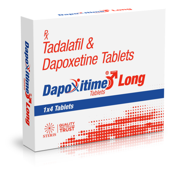 DAPOXITIME LONG Tadalafil (10mg), Dapoxetine (30mg)Dapoxetine Long combines Tadalafil (10mg) and Dapoxetine (30mg) in a single tablet. Tadalafil is a PDE5 inhibitor that enhances blood flow to the penis, aiding in achieving and maintaining erections. Dapoxetine is a selective serotonin reuptake inhibitor (SSRI) that helps delay ejaculation, improving control over climax. This combination is used to treat erectile dysfunction (ED) and premature ejaculation (PE) simultaneously, offering a comprehensive solution for sexual health concerns.For further information:Email: info@sterispharma.com / contact@sterispharma.comCall/WhatsApp: 7877551268, 7849827488ORDER Now: https://www.sterisonline.com/product/dapoxitime-long-134460