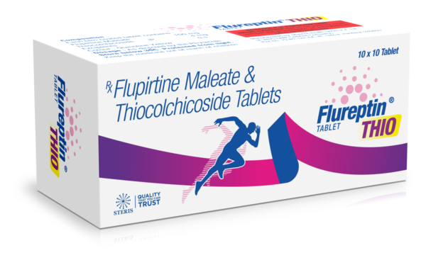 FLUREPTIN THIO Flupirtine (100mg), Thiocolchicoside (4mg)IntroductionFLUREPTIN THIO is a combination medication that contains Flupirtine (100mg) and Thiocolchicoside (4mg). This formulation is designed to provide effective relief from pain and muscle spasms. It is particularly useful in managing conditions that involve both pain and muscle stiffness or spasms, such as musculoskeletal disorders and neuropathic pain.Key Ingredients and Their BenefitsFlupirtine (100mg)Non-Opioid Analgesic: Flupirtine is a centrally acting analgesic that provides pain relief without the risks associated with opioid medications. It modulates specific neurons in the brain, reducing pain perception.Neuroprotective Effects: Flupirtine also offers neuroprotective properties, helping protect nerve cells from damage, which is beneficial for conditions involving neuropathic pain.Thiocolchicoside (4mg)Muscle Relaxant: Thiocolchicoside is a muscle relaxant that works by acting on the central nervous system to relieve muscle spasms and stiffness. It helps to relax muscles without causing sedation.Anti-Inflammatory Properties: Thiocolchicoside also has anti-inflammatory properties, reducing inflammation in muscle tissues, contributing to overall pain relief.Benefits of FLUREPTIN THIOEffective Pain Relief: The combination of Flupirtine and Thiocolchicoside provides comprehensive pain relief, addressing both neuropathic and musculoskeletal pain.Muscle Relaxation: Thiocolchicoside effectively alleviates muscle spasms and stiffness, improving mobility and comfort.Non-Opioid Option: As a non-opioid analgesic, Flupirtine offers a safer alternative for pain management, minimizing the risk of addiction and other opioid-related side effects.Neuroprotective Benefits: Flupirtine’s neuroprotective properties help in managing conditions involving nerve pain and protect nerve cells from further damage.Dosage and AdministrationDosageRecommended Dosage: The typical dosage of FLUREPTIN THIO is one tablet taken one to two times daily or as directed by a healthcare provider. The exact dosage may vary based on the patient’s condition and response to treatment.AdministrationOral Use: Swallow the tablet whole with a glass of water. Do not crush, chew, or split the tablet, as this can interfere with the medication’s effectiveness.Consistency: Take the medication at the same time each day to maintain stable blood levels and optimize therapeutic effects.For further information: EMAIL: info@sterispharma.com / contact@sterispharma.com CALL/WHATSAPP: 7877551268, 7849827488 BUY NOW https://www.sterisonline.com/product/flureptin-thio-134416