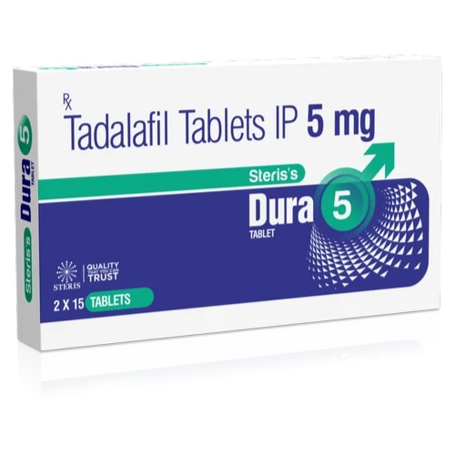 STERIS DURA 5 Tadalafil (5mg)STERIS DURA 5 is a medication containing Tadalafil 5mg, known for its efficacy in treating erectile dysfunction (ED) and symptoms of benign prostatic hyperplasia (BPH). Tadalafil belongs to a class of drugs called phosphodiesterase type 5 inhibitors (PDE5). Here's a concise description:Purpose: Treats erectile dysfunction (ED) and symptoms of benign prostatic hyperplasia (BPH).Mechanism of Action: Inhibits phosphodiesterase type 5, promoting relaxation of blood vessels in the penis and prostate, improving blood flow.Usage: Taken orally, usually once a day. Follow dosage instructions carefully.Effectiveness: Provides sustained improvement in ED and BPH symptoms.Side Effects: May include headache, indigestion, back pain, muscle aches, flushing, and nasal congestion. Consult a healthcare professional for guidance.Precautions: Inform your doctor about existing medical conditions and medications to avoid potential interactions.Storage: Store at room temperature away from moisture and heat.Availability: Available by prescription only.Consultation: Seek medical advice for proper usage and to discuss any concerns or side effects.For further information:Email: info@sterispharma.com / contact@sterispharma.comCall/WhatsApp: 7877551268, 7849827488ORDER Now: https://www.sterisonline.com/product/steris-dura-5-134461