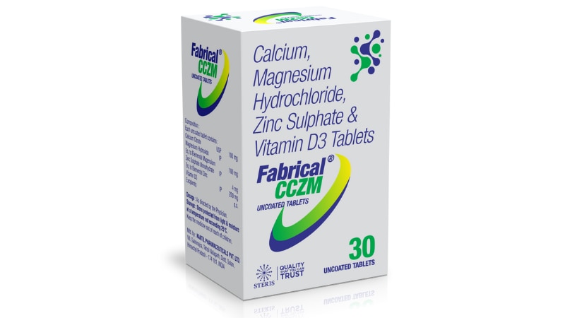 FABRICAL CCZM Calcium Citrate (1000mg), Vitamin D3 (200IU), Magnesium Hydroxide (100mg) & Elemental Zinc (10mg)IntroductionFABRICAL CCZM is a comprehensive nutritional supplement designed to support bone health and overall well-being. It combines four essential nutrients—Calcium Citrate, Vitamin D3, Magnesium Hydroxide, and Elemental Zinc—that work synergistically to promote strong bones, improve mineral absorption, and enhance immune function.Key Ingredients and Their BenefitsCalcium Citrate (1000mg)Bone Health: Calcium Citrate is a highly absorbable form of calcium that supports the formation and maintenance of strong bones and teeth.Prevent Osteoporosis: Adequate calcium intake helps prevent osteoporosis, a condition characterized by weak and brittle bones.Muscle Function: Calcium is essential for proper muscle function, including contraction and relaxation.Vitamin D3 (200IU)Enhanced Calcium Absorption: Vitamin D3 facilitates the absorption of calcium from the intestines, ensuring that the body can effectively utilize the calcium ingested.Bone Mineralization: Vitamin D3 is crucial for bone mineralization, helping to maintain bone density and strength.Immune Support: Vitamin D3 also plays a role in supporting the immune system, enhancing the body's ability to fight off infections.Magnesium Hydroxide (100mg)Bone Health: Magnesium works with calcium to support bone health, contributing to bone density and strength.Muscle and Nerve Function: Magnesium is important for normal muscle and nerve function, helping to prevent muscle cramps and spasms.Energy Production: Magnesium is involved in energy production and the synthesis of DNA, RNA, and proteins.Elemental Zinc (10mg)Immune Function: Zinc is vital for a healthy immune system, aiding in wound healing and reducing the duration of colds.Cell Growth and Division: Zinc plays a key role in cell growth, division, and repair, supporting overall body function and development.Skin Health: Zinc helps maintain healthy skin and supports the treatment of acne and other skin conditions.Benefits of FABRICAL CCZMSupports Strong Bones and Teeth: The combination of Calcium Citrate and Vitamin D3 enhances calcium absorption and bone mineralization, promoting strong and healthy bones and teeth.Improves Muscle and Nerve Function: Calcium, Magnesium, and Zinc work together to support normal muscle contraction and nerve function, reducing the risk of muscle cramps and spasms.Boosts Immune System: Vitamin D3 and Zinc play crucial roles in supporting the immune system, helping the body fight off infections and promoting overall health.Enhances Mineral Absorption: Vitamin D3 ensures effective calcium absorption, while Magnesium and Zinc support overall mineral balance and utilization in the body.Overall Well-Being: The comprehensive nutrient profile of FABRICAL CCZM supports overall well-being, including bone health, muscle function, immune support, and skin health.Dosage and AdministrationDosageRecommended Dosage: The typical dosage of FABRICAL CCZM is one tablet taken once daily or as directed by a healthcare provider. The exact dosage may vary based on individual needs and health conditions.AdministrationOral Use: Take the tablet with a full glass of water. It can be taken with or without food, but taking it with food may enhance absorption and reduce the risk of gastrointestinal discomfort.Consistency: For optimal results, take the supplement at the same time each day to maintain consistent nutrient levels in the body.For further information: EMAIL: info@sterispharma.com / contact@sterispharma.com CALL/WHATSAPP: 7877551268, 7849827488 BUY NOW https://www.sterisonline.com/product/fabrical-cczm-134390