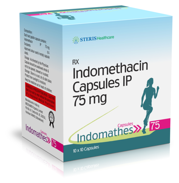 INDOMATHES 75 CAPS Indomethacin (75mg)IntroductionINDOMATHES 75 CAPS contains Indomethacin (75mg), a potent nonsteroidal anti-inflammatory drug (NSAID) used to relieve pain, reduce inflammation, and lower fever. It is commonly prescribed for various conditions such as arthritis, gout, bursitis, tendinitis, and other inflammatory conditions. Indomethacin works by inhibiting the production of prostaglandins, which are substances in the body that cause inflammation, pain, and fever.Key Ingredient and Its BenefitsIndomethacin (75mg)Anti-Inflammatory: Indomethacin effectively reduces inflammation, making it useful for treating conditions such as rheumatoid arthritis, osteoarthritis, ankylosing spondylitis, and other inflammatory diseases.Pain Relief: By inhibiting prostaglandin synthesis, Indomethacin provides relief from mild to moderate pain associated with musculoskeletal conditions, headaches, and menstrual cramps.Antipyretic: Indomethacin helps lower fever by acting on the body's temperature-regulating center in the brain.Benefits of INDOMATHES 75 CAPSEffective Pain Management: INDOMATHES 75 CAPS is highly effective in managing pain associated with various inflammatory conditions, improving the quality of life for patients.Reduces Inflammation: The anti-inflammatory properties of Indomethacin help reduce swelling, redness, and discomfort in affected areas.Fever Reduction: Indomethacin's antipyretic effects help lower fever, providing relief from febrile conditions.Versatile Use: INDOMATHES 75 CAPS can be used to treat a wide range of conditions, including arthritis, gout, bursitis, tendinitis, and more.Dosage and AdministrationDosageRecommended Dosage: The typical dosage of INDOMATHES 75 CAPS is one capsule taken once or twice daily, depending on the severity of the condition and the patient's response to treatment. Dosage should be determined by a healthcare provider.AdministrationOral Use: Swallow the capsule whole with a full glass of water. It is best taken with food or milk to reduce the risk of gastrointestinal discomfort.Consistency: For optimal results, take INDOMATHES 75 CAPS at the same time each day as prescribed by your healthcare provider.For further information: EMAIL: info@sterispharma.com / contact@sterispharma.com CALL/WHATSAPP: 7877551268, 7849827488 BUY NOWhttps://www.sterisonline.com/product/indomathes-75-caps-133943
