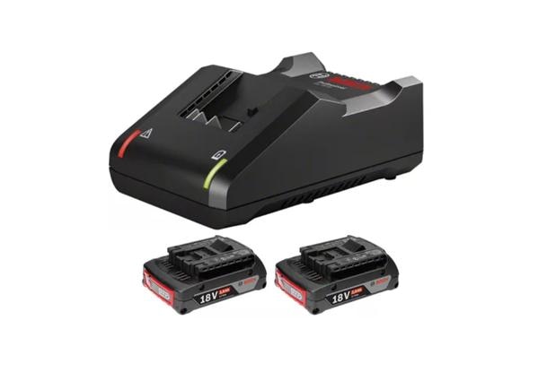 FAIR TRADE CORPORATION (FTC MUMBAI) Authorised Dealers for BOSCH Starter Kit : GAL 18V-40 + 2x G PROFESSIONAL STARTER SETOrder Number: 1 600 A02 2V4FUNCTIONS & KEY FEATURES:- 2 x 18 V battery with 2.0 Ah capacity and fast charger- COOLPACK technology for up to 100% longer lifetime (cf. battery without COOLPACK)- Extremely fast charging speed for all 18 V batteries, charging a standard 18 V 2.0 Ah battery to 80% in only 24 minutes- Compatible with all Bosch Professional 18 V tools and chargers (Professional 18V System)TECHNICAL DATAADDITIONAL DATA:- Battery Voltagenull: 18.0 V- Battery 1 Capacitynull: 2 Ah- Battery 1 Weightnull: 0.35 kg- Battery Charging Voltagenull: 14.4 – 18 V- Charge Currentnull: 4 A- Charger Weightnull: 0.55 kg- Cell Typenull: Li-Ion- Charg. Time at bat. cap. 2.0 Ah (80%/100%) approx. null: 24/35 min