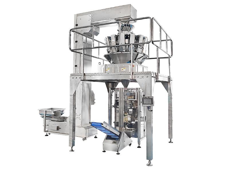 Automatic Collar Type Pouch packing machine with Multihead Weigher for Packing Snacks, dry fruits, Spices, Groceries, etc..... Range: 10gm to 1000gm, speed: -30PPM to 90PPM