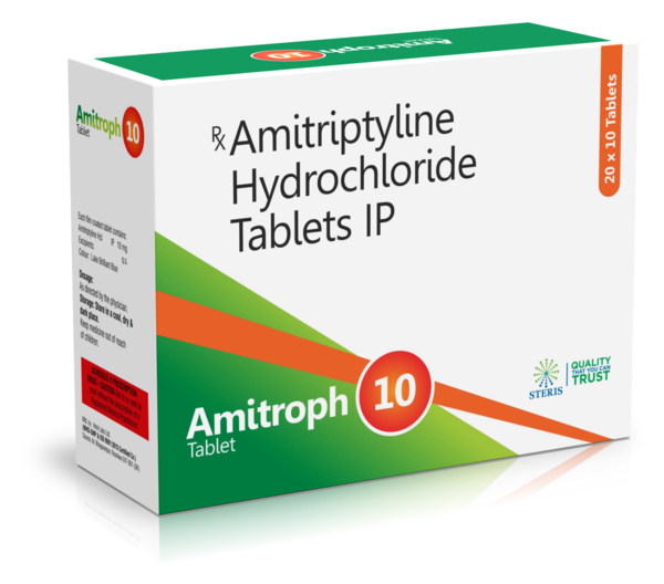 AMITROPH 10 Amitiptyline 10 mgIntroductionAMITROPH 10 contains Amitriptyline (10mg), a tricyclic antidepressant (TCA) used to treat a variety of conditions including depression, chronic pain, anxiety disorders, and migraines. Amitriptyline is well-known for its efficacy in improving mood, alleviating pain, and enhancing the overall quality of life for patients.Key Ingredient and Its BenefitsAmitriptyline (10mg)Antidepressant Properties: Amitriptyline works by increasing the levels of certain neurotransmitters (serotonin and norepinephrine) in the brain, which helps to improve mood and relieve depression.Chronic Pain Management: It is effective in managing chronic pain conditions, such as fibromyalgia, neuropathic pain, and migraines, by altering pain perception in the nervous system.Anxiety Relief: Amitriptyline can also help reduce symptoms of anxiety and improve sleep, providing comprehensive relief for patients with co-occurring anxiety disorders.Migraine Prophylaxis: It is often prescribed for the prevention of migraines, helping to reduce the frequency and severity of migraine attacks.Benefits of AMITROPH 10Effective Depression Treatment: AMITROPH 10 helps alleviate symptoms of depression, improving mood, energy levels, and overall well-being.Chronic Pain Relief: It provides significant relief from chronic pain conditions, enhancing the quality of life for individuals with persistent pain.Anxiety Reduction: By reducing anxiety symptoms, AMITROPH 10 contributes to better mental health and emotional stability.Migraine Prevention: Regular use can reduce the frequency and intensity of migraine headaches, improving daily functioning.Improved Sleep: Amitriptyline's sedative properties help improve sleep quality, which is beneficial for patients with insomnia related to depression or chronic pain.Dosage and AdministrationDosageDepression and Anxiety: The typical starting dosage for depression and anxiety is one tablet (10mg) taken once daily, usually at bedtime. The dosage may be gradually increased by the healthcare provider based on the patient's response to treatment.Chronic Pain and Migraine Prevention: For chronic pain and migraine prophylaxis, the dosage may vary. It is often started at a low dose and gradually increased.AdministrationOral Use: Swallow the tablet whole with a full glass of water. It is typically taken once daily at bedtime due to its sedative effects.Consistency: For optimal results, take AMITROPH 10 at the same time each day to maintain an even level of the medication in your bloodstream.For further information: EMAIL: info@sterispharma.com / contact@sterispharma.com CALL/WHATSAPP: 7877551268, 7849827488 Order NOWhttps://www.sterisonline.com/product/amitroph-10-134293