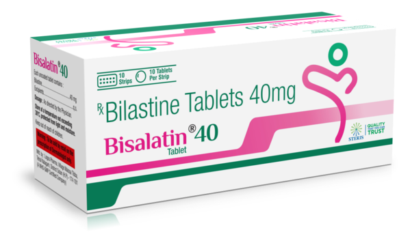 BISALATIN 40Bilastine (40mg)Bisalatin M is a combination medication containing two active ingredients: Bilastine and Montelukast. Bilastine is an antihistamine used to relieve symptoms of allergic rhinitis and chronic idiopathic urticaria. Montelukast is a leukotriene receptor antagonist that helps in managing asthma and allergic rhinitis symptoms.Uses:Bilastine: Treats allergic rhinitis and chronic idiopathic urticaria.Montelukast: Manages symptoms of asthma and allergic rhinitis.Dosage:The dosage of Bisalatin M varies based on the patient's age, medical condition, and response to treatment. It is typically taken once daily as prescribed by a healthcare professional.Side Effects:Common side effects may include headache, drowsiness, dry mouth, nausea, and fatigue. Serious side effects are rare but may include allergic reactions, mood changes, or liver problems. Consult a doctor if any adverse effects occur.Price:The price of Bisalatin M can vary depending on the dosage strength, quantity, and pharmacy location. It is available in both generic and brand-name forms, with generic options usually being more affordable.For further information:Email: info@sterispharma.com / contact@sterispharma.comCall/WhatsApp: 7877551268, 7849827488ORDER Now: https://www.sterisonline.com/product/bisalatin-40-133724