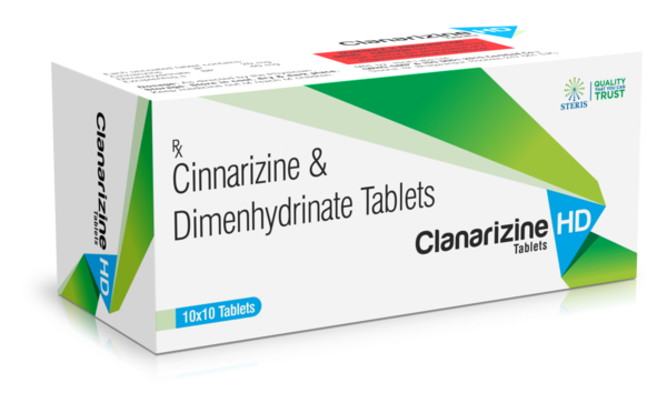 CLANARIZINE HD Cinnarizine & DimenhydrinateIntroductionCLANARIZINE HD combines the powerful effects of Cinnarizine and Dimenhydrinate to provide comprehensive relief from vertigo, motion sickness, and other balance-related disorders. This combination medication works by reducing the excitability of the inner ear and providing antihistamine effects, making it highly effective in managing symptoms of dizziness, nausea, and vomiting associated with these conditions.Key Ingredients and Their BenefitsCinnarizineVertigo Relief: Cinnarizine is highly effective in managing vertigo by stabilizing the function of the inner ear and reducing dizziness and the sensation of spinning.Motion Sickness Prevention: It prevents and alleviates symptoms of motion sickness, such as nausea, vomiting, and dizziness, caused by travel.Antihistamine Properties: Cinnarizine acts as an antihistamine, reducing histamine levels in the brain and decreasing the excitability of the vestibular system.Improved Balance: By reducing the sensitivity of the inner ear, Cinnarizine helps improve balance and coordination.DimenhydrinateNausea and Vomiting Relief: Dimenhydrinate effectively reduces nausea and vomiting associated with motion sickness and vertigo.Antihistamine Effects: It has antihistamine properties that help reduce dizziness and improve symptoms of vestibular disorders.Sedative Effect: Dimenhydrinate provides a mild sedative effect, helping to calm the symptoms of motion sickness and vertigo.Benefits of CLANARIZINE HDComprehensive Symptom Relief: CLANARIZINE HD offers robust relief from vertigo, motion sickness, dizziness, nausea, and vomiting through the combined action of Cinnarizine and Dimenhydrinate.Effective Vertigo Management: It provides effective relief from vertigo, reducing dizziness and the sensation of spinning.Motion Sickness Prevention: The medication helps prevent and alleviate motion sickness symptoms, making travel more comfortable.Improved Balance and Coordination: By stabilizing inner ear function, it enhances balance and coordination, which is crucial for daily activities.Antihistamine and Sedative Effects: The combined antihistamine and sedative properties help reduce inner ear sensitivity and provide calming effects.Dosage and AdministrationDosageVertigo and Motion Sickness: The typical dosage for adults is one tablet taken once or twice daily, or as prescribed by a healthcare provider. The dosage may be adjusted based on the patient’s response and specific health needs.AdministrationOral Use: Swallow the tablet whole with a full glass of water. It can be taken with or without food.Consistency: For optimal results, take CLANARIZINE HD at the same time each day to maintain consistent medication levels in your bloodstream.For further information: EMAIL: info@sterispharma.com / contact@sterispharma.com CALL/WHATSAPP: 7877551268, 7849827488 Order NOWhttps://www.sterisonline.com/product/clanarizine-hd-134197