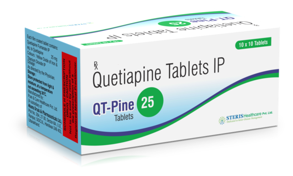 QT-PINE 25 Quetiapine (25mg)Introduction:QT-PINE 25 contains Quetiapine, an atypical antipsychotic medication renowned for its efficacy in managing various psychiatric conditions. With a dosage strength of 25mg, QT-PINE 25 is designed to address specific mental health needs with precision and effectiveness.Key Features and Benefits:Antipsychotic Properties:Quetiapine in QT-PINE 25 acts on dopamine and serotonin receptors in the brain, alleviating symptoms of schizophrenia such as hallucinations, delusions, and thought disorders.Mood Stabilization:QT-PINE 25 is beneficial in stabilizing mood swings associated with bipolar disorder, preventing episodes of mania and depression. It helps maintain emotional balance and improves overall well-being.Antidepressant Effects:In addition to its antipsychotic properties, Quetiapine in QT-PINE 25 exhibits antidepressant effects by modulating serotonin and norepinephrine levels. This makes it a valuable option for individuals with major depressive disorder (MDD).Anxiolytic Action:QT-PINE 25's anxiolytic properties contribute to reducing anxiety symptoms in conditions such as generalized anxiety disorder (GAD) and social anxiety disorder (SAD), promoting a calmer mental state.Dosage and Administration:Starting Dosage and Titration:The initial recommended dose of QT-PINE 25 is 25mg taken orally once daily. Dosage adjustments may be made by your healthcare provider based on response and tolerability.Administration Guidelines:Swallow QT-PINE 25 tablets whole with water, without crushing or chewing them. Take it consistently at the same time each day for optimal results.Duration of Use:Continue using QT-PINE 25 as directed by your doctor, even if symptoms improve. Abrupt discontinuation can lead to relapse or withdrawal symptoms.For further information: EMAIL: info@sterispharma.com / contact@sterispharma.com CALL/WHATSAPP: 7877551268, 7849827488 Order NOW https://www.sterisonline.com/product/qt-pine-25-133617