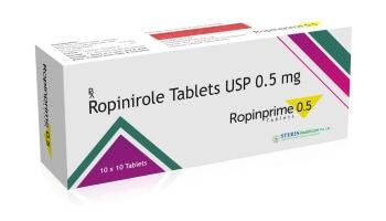 ROPINPRIME 0.5 Ropinirole (0.5mg)Introduction:Ropinprime 0.5 contains Ropinirole, a dopamine agonist used primarily for treating Parkinson's disease and restless legs syndrome (RLS). With a dosage strength of 0.5mg, Ropinprime 0.5 aims to alleviate symptoms by mimicking the action of dopamine in the brain, thus improving motor function and enhancing quality of life for patients.Key Features and Benefits:Dopamine Agonist:Ropinprime 0.5 acts as a dopamine agonist, directly stimulating dopamine receptors in the brain. This action helps reduce the motor symptoms associated with Parkinson's disease, such as tremors, stiffness, and bradykinesia (slowed movement).Improved Motor Function:By enhancing dopaminergic activity, Ropinprime 0.5 aids in improving overall motor function, allowing patients to perform daily activities with greater ease and independence.Restless Legs Syndrome Relief:Ropinprime 0.5 is also effective in managing the symptoms of restless legs syndrome (RLS), a condition characterized by an uncontrollable urge to move the legs, often accompanied by uncomfortable sensations. Ropinirole helps reduce these symptoms, improving sleep quality and overall comfort.Flexible Dosing:The 0.5mg dosage strength allows for flexible dosing regimens, enabling healthcare providers to tailor treatment plans based on individual patient needs, symptom severity, and response to therapy.Dosage and Administration:Initial Dosage:The recommended starting dose of Ropinprime 0.5 for Parkinson's disease is typically 0.25mg taken three times daily. The dose can be gradually increased based on clinical response and tolerability.Restless Legs Syndrome:For RLS, the initial dose is usually 0.25mg taken once daily, 1 to 3 hours before bedtime. Dosage may be adjusted according to patient response and symptom control.Administration Instructions:Swallow Ropinprime 0.5 tablets whole with water, with or without food. Taking the medication with food may help reduce the likelihood of nausea.Continued Monitoring:Regular monitoring of symptoms, motor function, and potential side effects is essential during Ropinprime 0.5 therapy to ensure therapeutic efficacy and patient safety.For further information: EMAIL: info@sterispharma.com / contact@sterispharma.com CALL/WHATSAPP: 7877551268, 7849827488 Order NOW https://www.sterisonline.com/product/ropinprime-0-5-133627
