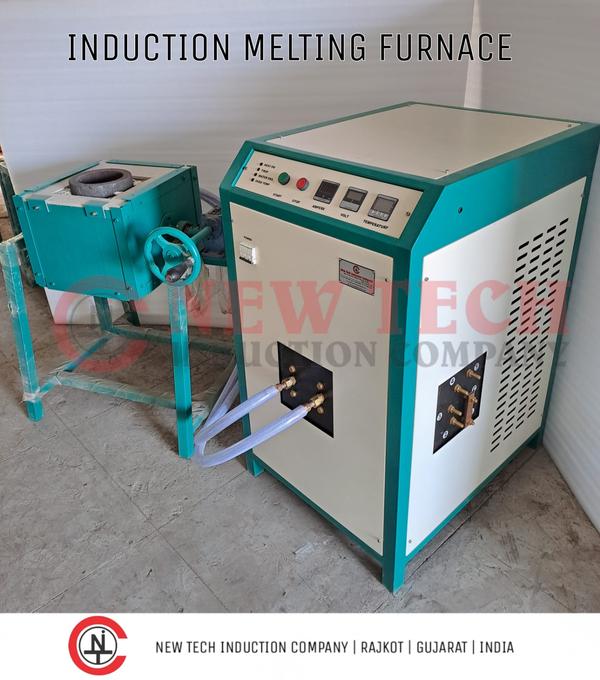 Induction Melting Furnace is based on the latest and most advanced IGBT induction technology.Technical Details : Input Voltage - 415 VAC Power Supply - Three Phase Melting Material - Gold, Silver, Brass, Copper, Platinum, Iron, Steel, Aluminium Brand - NEW TECH Technology - IGBTMax Temperature - 1200 Degree Frequency - 50 HZ / 60 HZ Absorbed Power - 50 KwCapacity of Crucible - 50 Kg Temperature Measurement - K type Cooling Water Temperature - 20 to 30 degree Water Pressure - 3 Bar Maximum Water Flow - 20 Lit/ Min Manufacturer - NEW TECH INDUCTION COMPANY