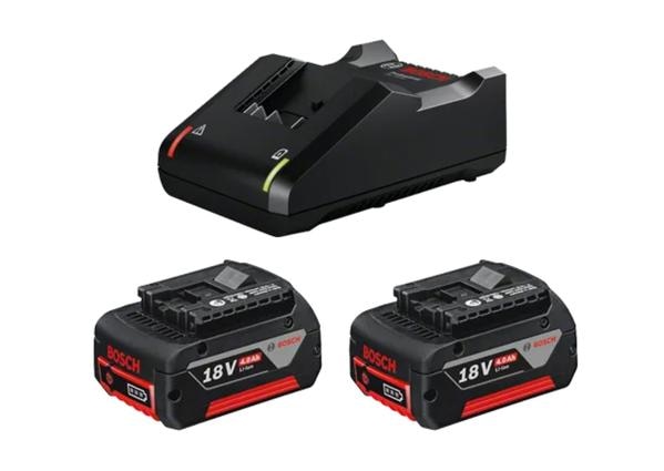 FAIR TRADE CORPORATION (FTC MUMBAI) Authorised Dealers for BOSCH Starter Kit :GAL 18V-40 + 2x GB PROFESSIONAL STARTER SETOrder Number: 1 600 A02 2V2FUNCTIONS & KEY FEATURES:- 2 x 18 V battery with 4.0 Ah capacity for extended runtime and fast charger- 18 V 4.0 Ah battery with extended runtime for all 18 V class tools- Extremely fast charging speed for all 18 V batteries, charging a standard 18 V 4.0 Ah Battery to 80% in only 48 minutes- Compatible with all Bosch Professional 18 V tools and chargers (Professional 18V System)TECHNICAL DATAADDITIONAL DATA:- Battery Voltage: 18.0 V- Battery 1 Weight: 0.619 kg- Battery Charging voltage: 14.4 – 18 V- Charge Current: 4 A- Charger Weight: 0.55 kg- Cell Type: Li-Ion- Charg. Time at Bat. cap. 4.0 Ah (80%/100%) approx.: 48/65 min