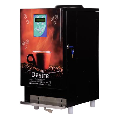 Brand Desire instant premixColour BlackProduct Dimensions 25D x 45W x 61H CentimetersSpecial Feature Fully Automatic Coffee Tea Machine for Coffee Tea at office, shops, home at Press of a Button, ProgrammableFully Automatic Coffee Tea Machine for Coffee Tea at office, shops, home at Press of a Button, ProgrammableCoffee Maker Type Espresso MachineFilter Type ReusableStyle ModernSpecific Uses For Product Readymade Tea & CoffeeRecommended Uses For Product Home, Office , Cafe , IndoorIncluded Components 1 Cord Wire,, 1 Desire Vending Machine, 1 Keys set, 4 X 1 Kg Premix (Tea, Coffee & Soup), 1 Drip Tray, 4 Canisters inside for adding Premix1 Cord Wire,, 1 Desire Vending Machine, 1 Keys set, 4 X 1 Kg Premix (Tea, Coffee & Soup), 1 Drip Tray, 4 Canisters inside for adding Premix Capacity4 litres MaterialMetal Item Weight16.6 Kilograms Wattage2000 WattsAbout this itemExperience the convenience of a fully automated vending machine. It brews your favorite hot coffee or tea with a simple press of a button. No need to carry milk, sugar, or coffee/tea ingredients. Just use our 3 in 1 premix with sugar, milk powder, and coffee/tea. Load the premix, press the button, and enjoy your instant beverageThis vending machine is unique because it can prepare two different hot beverages simultaneously. It has 4 canisters where you can fill tea, coffee, soups and each of which can hold 1 kg of premix powder, yielding 80 cups per canister.It is really tough to keep track of loose milk, stove gas, office boy timings. This coffee maker is having digital meter reading inside the machine by which you can track the consumption and co-relate with your premix powder purchase. Buy this coffee machine for your shop, restaurant or office and have full control on account of sales and consumption.Purchase confidently ,we guarantee your satisfaction with our 4 Lane tea and coffee vending machine. Upon delivery, call the number on the packaging for assistance. Installing this user-friendly, durable machine takes just 5-10 minutes or if required we can provide virtual demo.This Vending Machine is versatile and perfect for various settings, such as offices, Cafe, restaurants, schools, colleges, coffee shops, grocery stores, hospitals, and factories. It offers the convenience of instant, home-quality coffee and tea that your staff and customers will love.