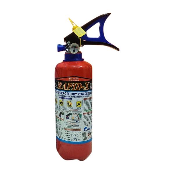 Fire Extinguisher Type	Dry Powder TypeFire Class	ABCCapacity	1kgBody Material	IronUsage/Application	For OfficesBrand	Rapid-XCountry of Origin	Made in IndiaProduct Details:ABC powder based fire extinguishers are the most widely used fire extinguishers, filled with MAP (mono ammonium phosphate) dry powder, Suitable for all types of fire i.e. A b c and electrically started fire effectively extinguish by interrupting the chemical reaction of a fire triangle. Suitable for all - car / home / office / pantry / commercial, residential ; industrial buildings, Home/Office/Car/Commercial/Residential Building Purpose.