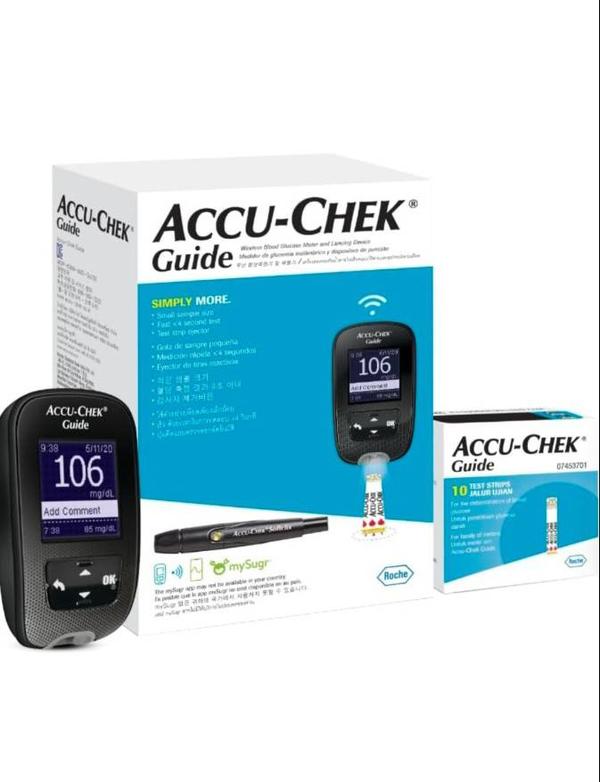 No coding required: Accu-Chek Guide blood glucose meter is easy to use as it doesn t require any code chip for coding the meter. Thus keeping your sugar monitoring needs simpleSimple to log results without a paper logbook automatically logs results right to an app (mySugr diabetes management app) on your smartphoneStrip Ejector: Simple to dispose off used strips. Push button strip ejector means you don t have to touch used strips