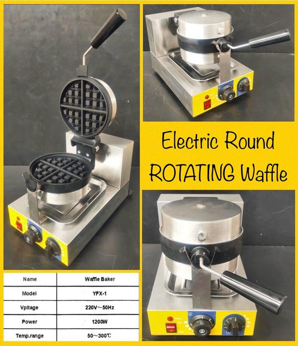 We deliver Electric Round Rotating Waffle Machine at very reasonable prices in all sizes ready stock.