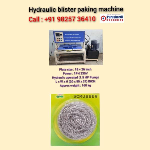 Hydraulic blister packaging machine for stainless steel scrubber packing 