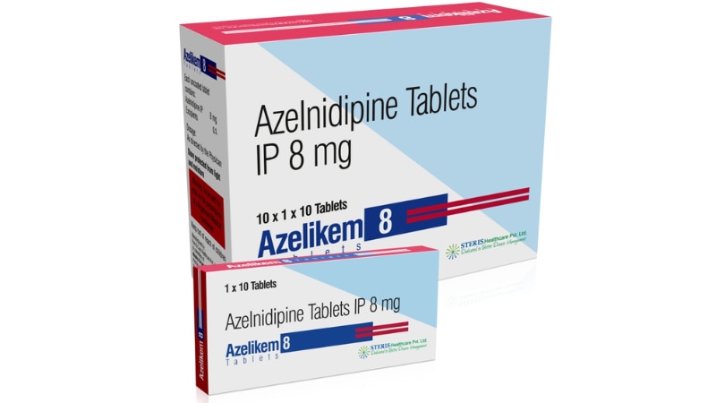 AZELIKEM 8 Azelnidipine (8mg)Introduction:AZELIKEM 8 contains Azelnidipine, a calcium channel blocker used primarily for managing hypertension (high blood pressure). With a dosage strength of 8mg, AZELIKEM 8 helps in lowering blood pressure by relaxing blood vessels, thus improving blood flow and reducing the workload on the heart.Key Features and Benefits:Blood Pressure Control:Vasodilation:Azelnidipine works by relaxing and widening blood vessels, which allows blood to flow more easily, thereby reducing blood pressure.Long-Lasting Effect:The antihypertensive effect of Azelnidipine is sustained throughout the day, providing consistent blood pressure control.Cardiovascular Health:Reduced Cardiac Workload:By lowering blood pressure, AZELIKEM 8 reduces the strain on the heart, which can help prevent complications such as heart attacks and strokes.Improved Circulation:Enhanced blood flow supports overall cardiovascular health, reducing the risk of cardiovascular events.Patient Tolerability:Well-Tolerated:Azelnidipine is generally well-tolerated with a favorable side effect profile, making it suitable for long-term use in managing hypertension.Minimal Side Effects:Common side effects are mild and transient, including dizziness, headache, and flushing, which often diminish with continued use.Dosage and Administration:Recommended Dosage:The typical starting dose of AZELIKEM 8 for adults is one 8mg tablet taken once daily. The dose may be adjusted based on the patient's response and clinical condition.Administration Instructions:Oral Intake:AZELIKEM 8 tablets should be taken orally with water. They can be taken with or without food, but taking them at the same time each day helps maintain consistent blood levels.Consistency:For optimal blood pressure control, it is important to take AZELIKEM 8 regularly as prescribed by your healthcare provider.Continued Monitoring:Regular monitoring of blood pressure and overall health is essential during AZELIKEM 8 therapy to ensure its efficacy and safety.For further information: EMAIL: info@sterispharma.com / contact@sterispharma.com CALL/WHATSAPP: 7877551268, 7849827488 Order NOWhttps://www.sterisonline.com/product/azelikem-8-133260