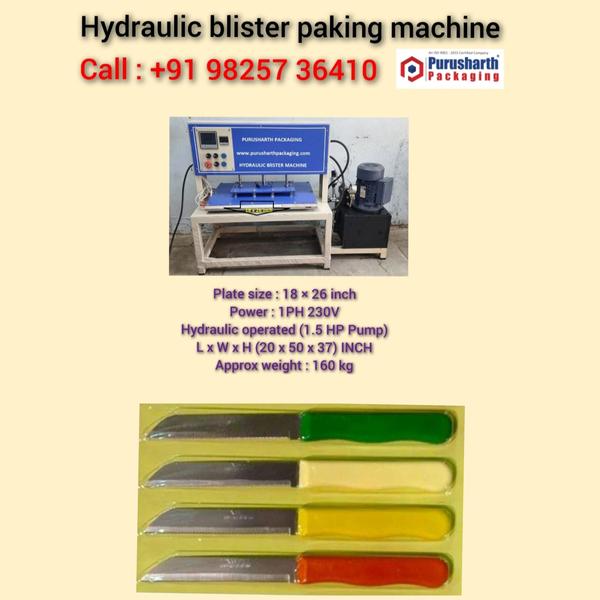 Hydraulic blister packaging machine for knife packaging 