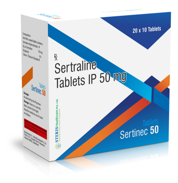 SERTINEC 50 Sertraline (50mg)Introduction:SERTINEC 50 contains Sertraline, a selective serotonin reuptake inhibitor (SSRI) that is widely used to treat depression, anxiety disorders, and related conditions. With a dosage strength of 50mg, SERTINEC 50 aims to alleviate symptoms by enhancing serotonin levels in the brain, thereby improving mood and overall emotional well-being.Key Features and Benefits:Antidepressant Efficacy:SERTINEC 50 works by inhibiting the reuptake of serotonin, a neurotransmitter that regulates mood, emotion, and sleep. This action increases serotonin levels in the brain, helping to alleviate symptoms of major depressive disorder such as persistent sadness, lack of interest in activities, and fatigue.Anxiety Disorder Management:SERTINEC 50 is effective in treating various anxiety disorders, including generalized anxiety disorder (GAD), panic disorder, social anxiety disorder, and post-traumatic stress disorder (PTSD). It helps reduce excessive worry, panic attacks, and social fears, promoting a calmer and more stable emotional state.Obsessive-Compulsive Disorder (OCD) Treatment:SERTINEC 50 is used to manage OCD, which is characterized by unwanted, persistent thoughts and repetitive behaviors. By modulating serotonin levels, Sertraline helps decrease the frequency and intensity of obsessive thoughts and compulsive actions.Premenstrual Dysphoric Disorder (PMDD) Relief:For women suffering from PMDD, SERTINEC 50 can provide significant relief from severe emotional and physical symptoms that occur before menstruation, such as mood swings, irritability, and bloating.Well-Tolerated and Safe:Sertraline is generally well-tolerated with a favorable safety profile, making SERTINEC 50 a reliable option for long-term management of depression and anxiety disorders.Dosage and Administration:Initial Dosage:The recommended starting dose of SERTINEC 50 is 50mg once daily. This dose may be adjusted based on the patient's response and tolerance, with the healthcare provider determining the appropriate dosage.Administration Instructions:SERTINEC 50 tablets should be taken orally with or without food. It is advisable to take the medication at the same time each day to maintain consistent therapeutic levels in the bloodstream.Treatment Duration:Continue taking SERTINEC 50 as prescribed, even if symptoms improve, to prevent relapse. Abrupt discontinuation should be avoided to prevent withdrawal symptoms; any changes in dosage should be supervised by a healthcare provider.For further information: EMAIL: info@sterispharma.com / contact@sterispharma.com CALL/WHATSAPP: 7877551268, 7849827488 Order NOWhttps://www.sterisonline.com/product/sertinec-50-133630