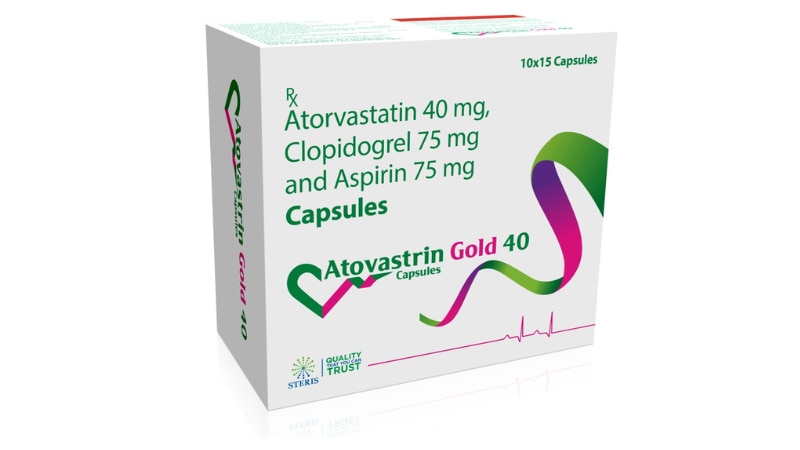 ATOVASTRIN GOLD 40Aspirin (75mg), Atorvastatin (40mg), Clopidogrel (75mg)ATOVASTRIN GOLD 20 combines Aspirin (75mg), Atorvastatin (40mg), and Clopidogrel (75mg) to prevent heart attacks and strokes. Ideal for managing cholesterol and blood clot prevention. Consult your doctor for dosage.