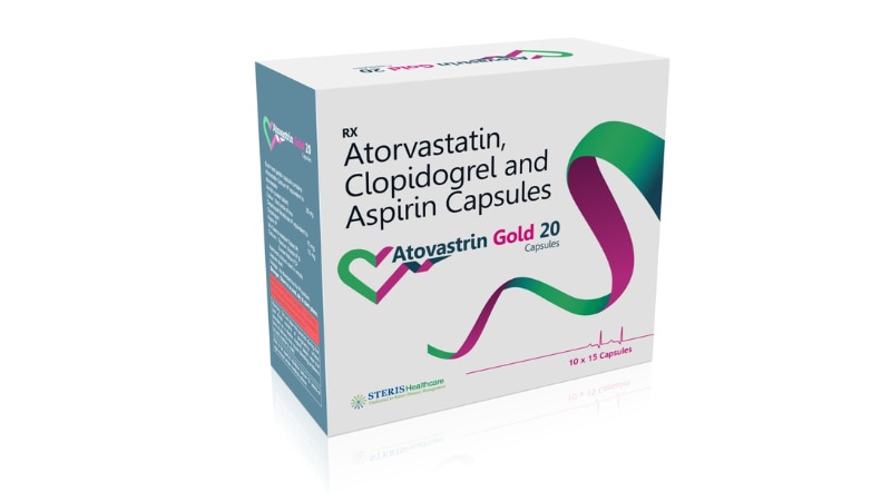 ATOVASTRIN GOLD 20Aspirin (75mg), Atorvastatin (20mg), Clopidogrel (75mg)ATOVASTRIN GOLD 20: Combines Aspirin (75mg), Atorvastatin (20mg), and Clopidogrel (75mg) for comprehensive cardiovascular protection. Effective in reducing cholesterol and preventing clot formation. Monitor liver function and avoid in peptic ulcer disease.