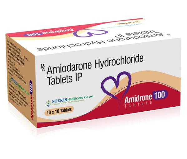 AMIDRONE 100 Amiodarone (100mg)AMIDRONE 100 (Amiodarone 100mg) treats severe arrhythmias effectively. It regulates heart rhythm and is used for conditions like atrial fibrillation. Dosage must be carefully followed, and side effects like nausea and fatigue may occur. Regular health monitoring is essential. Always consult a healthcare provider.