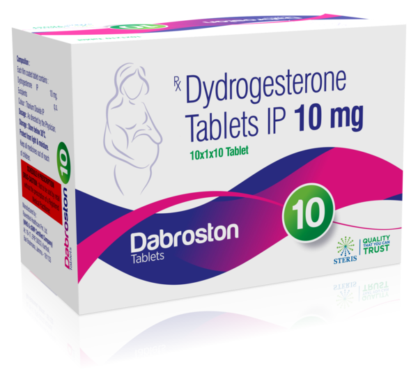 DABROSTON 10Dydrogestrone 10Dabroston 10 contains Dydrogesterone 10mg, a synthetic hormone similar to progesterone. It's commonly used in hormone replacement therapy and for conditions like menstrual disorders and endometriosis. Dydrogestrone helps regulate the menstrual cycle and supports pregnancy by preparing the uterine lining. This medication should be taken as prescribed by a healthcare professional, typically once daily. Side effects may include nausea, headache, and breast tenderness. Consult your doctor for guidance on dosage and potential interactions.For further information:Email: info@sterispharma.com / contact@sterispharma.comCall/WhatsApp: 7877551268, 7849827488Order Now: https://www.sterisonline.com/product/dabroston-10-134021