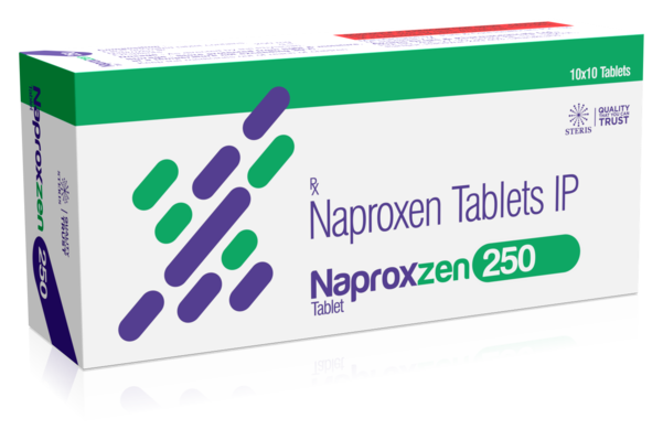 NAPROXZEN 250 Naproxen (250mg)IntroductionNAPROXZEN 250 contains Naproxen (250mg), a potent nonsteroidal anti-inflammatory drug (NSAID) used to relieve pain, reduce inflammation, and lower fever. Naproxen is commonly prescribed for conditions such as arthritis, menstrual cramps, tendonitis, bursitis, gout, and other musculoskeletal disorders. Its effectiveness in managing acute and chronic pain makes it a versatile and widely used medication.Key Ingredient and Its BenefitsNaproxen (250mg)Anti-Inflammatory: Naproxen effectively reduces inflammation, making it useful for treating conditions like rheumatoid arthritis, osteoarthritis, and ankylosing spondylitis.Pain Relief: By inhibiting the production of prostaglandins, Naproxen alleviates mild to moderate pain associated with musculoskeletal conditions, headaches, and menstrual cramps.Antipyretic: Naproxen helps lower fever by acting on the body's temperature-regulating center in the brain.Benefits of NAPROXZEN 250Effective Pain Management: NAPROXZEN 250 is highly effective in managing pain associated with various inflammatory conditions, improving the quality of life for patients.Reduces Inflammation: The anti-inflammatory properties of Naproxen help reduce swelling, redness, and discomfort in affected areas.Fever Reduction: Naproxen's antipyretic effects help lower fever, providing relief from febrile conditions.Versatile Use: NAPROXZEN 250 can be used to treat a wide range of conditions, including arthritis, menstrual cramps, tendonitis, bursitis, and gout.Dosage and AdministrationDosageRecommended Dosage: The typical dosage of NAPROXZEN 250 is one tablet taken two to three times daily, depending on the severity of the condition and the patient's response to treatment. The exact dosage should be determined by a healthcare provider.AdministrationOral Use: Swallow the tablet whole with a full glass of water. It is best taken with food or milk to reduce the risk of gastrointestinal discomfort.Consistency: For optimal results, take NAPROXZEN 250 at the same time each day as prescribed by your healthcare provider.For further information: EMAIL: info@sterispharma.com / contact@sterispharma.com CALL/WHATSAPP: 7877551268, 7849827488 BUY NOWhttps://www.sterisonline.com/product/naproxzen-250-134348