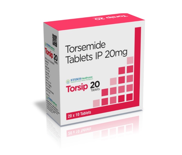TORSIP 20 Torsemide 20 mgTorsip 20 contains Torsemide 20 mg, a diuretic used to treat edema (fluid retention) in conditions like heart failure, kidney disease, or liver cirrhosis. It works by increasing urine production, reducing swelling and helping to lower blood pressure. Common side effects may include dehydration, electrolyte imbalances, dizziness, or muscle cramps. It's important to take this medication as directed by your doctor to avoid complications. For further information:Email: info@sterispharma.com / contact@sterispharma.comCall/WhatsApp: 7877551268, 7849827488Order Now: https://www.sterisonline.com/product/torsip-20-134112