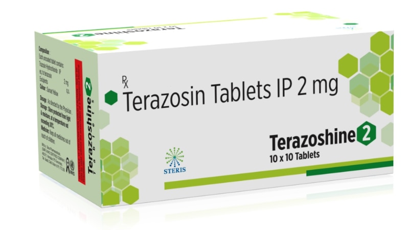 TERAZOSHINE 2Terazosin IP (2mg)Terazoshine 2 contains Terazosin IP 2mg, a medication used to treat high blood pressure and urinary symptoms caused by an enlarged prostate (benign prostatic hyperplasia or BPH). It belongs to a class of drugs called alpha-blockers, which work by relaxing muscles in the bladder and prostate, making it easier to urinate.Medication Type: Alpha-blockerUses: Treats high blood pressure, urinary symptoms due to BPHDosage: Typically taken once daily, as directed by a healthcare professionalAdministration: Swallowed whole with water, usually with or without foodSide Effects: May include dizziness, lightheadedness, fatigue, nasal congestion, and swelling in hands or feet. Contact a doctor if these persist or worsen.Precautions: Inform your doctor about all medications, allergies, and medical conditions before starting Terazoshine 2. Avoid activities requiring mental alertness until you know how this medication affects you.Price: Prices vary depending on the brand and pharmacy. Check with your local pharmacy for accurate pricing information.Terazoshine 2 is an effective treatment for hypertension and BPH-related symptoms, but it's essential to follow your doctor's instructions for optimal results and safety.For further information:Email: info@sterispharma.com / contact@sterispharma.comCall/WhatsApp: 7877551268, 7849827488Order Now: https://www.sterisonline.com/product/terazoshine-2-134154