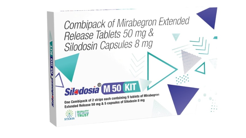 SILODOSIA M 50 KIT Combipack of Mirabegron 50 mg & Silodosin 8 mgSioldosia M 50 Kit is a combination pack containing Mirabegron 50 mg and Silodosin 8 mg. It is used to treat symptoms of overactive bladder (OAB) such as urinary urgency, frequency, and incontinence. Mirabegron works by relaxing the bladder muscles, while Silodosin relaxes the muscles in the prostate and bladder neck, improving urine flow. This combination provides effective relief for patients with OAB and related urinary symptoms.For further information:Email: info@sterispharma.com / contact@sterispharma.comCall/WhatsApp: 7877551268, 7849827488ORDER Now: https://www.sterisonline.com/product/silodosia-m-50-kit-134233