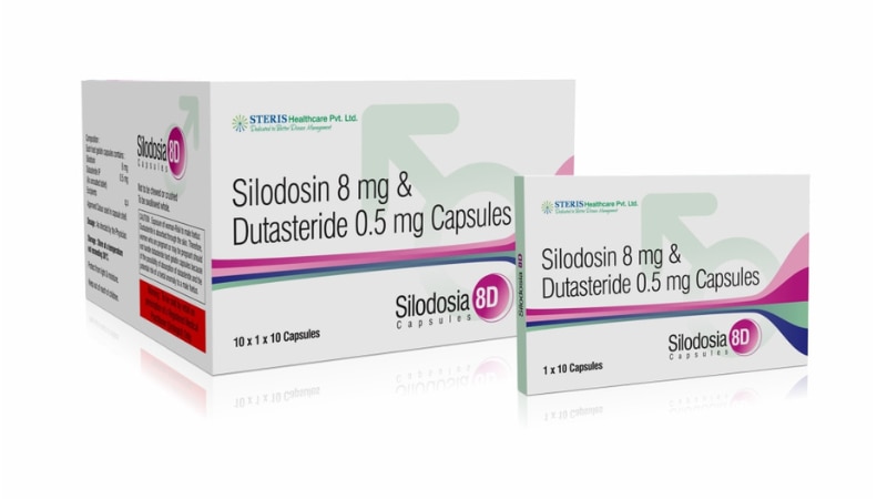 SILODOSIA 8D Silodosin (8mg), Dutasteride (0.5mg)Silodosia 8D is a medication combination containing Silodosin (8mg) and Dutasteride (0.5mg). Silodosin is an alpha-blocker that relaxes muscles in the prostate and bladder neck, improving urine flow and symptoms of enlarged prostate (benign prostatic hyperplasia). Dutasteride is a 5-alpha-reductase inhibitor that reduces the size of the prostate gland, further aiding in symptom relief.Purpose: Silodosia 8D is prescribed to treat symptoms of benign prostatic hyperplasia (BPH), such as difficulty urinating, weak urine flow, and frequent urination.Mechanism of Action: Silodosin works by relaxing smooth muscles in the prostate and bladder neck, allowing easier urination. Dutasteride reduces the production of dihydrotestosterone (DHT), a hormone that contributes to prostate enlargement.For further information:Email: info@sterispharma.com / contact@sterispharma.comCall/WhatsApp: 7877551268, 7849827488ORDER Now: https://www.sterisonline.com/product/silodosia-8d-133507