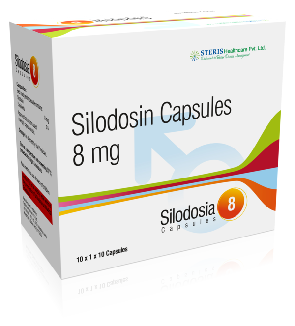 SILODOSIA 8Silodosin (8mg)Silodosia 8 contains Silodosin, an alpha-1 adrenergic receptor antagonist used to treat symptoms of benign prostatic hyperplasia (BPH). Silodosin (8mg) helps relax muscles in the prostate and bladder neck, improving urine flow and reducing urinary symptoms like frequent urination, urgency, and difficulty starting urination. It is taken orally as directed by a healthcare professional, usually once daily with food to minimize the risk of dizziness. Common side effects may include dizziness, headache, drowsiness, and nasal congestion. It's important to follow your doctor's instructions and report any severe or persistent side effects promptly.For further information:Email: info@sterispharma.com / contact@sterispharma.comCall/WhatsApp: 7877551268, 7849827488ORDER Now: https://www.sterisonline.com/product/silodosia-8-133505