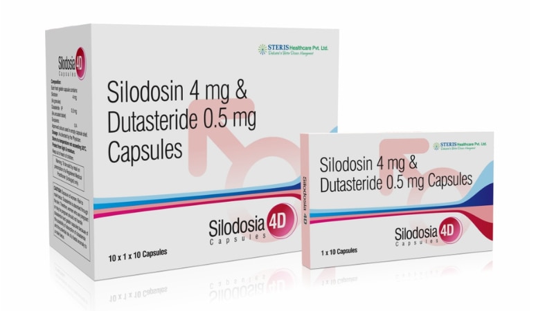 SILODOSIA 4DSilodosin (4mg), Dutasteride (0.5mg)Silodosia 4D combines Silodosin at 4mg and Dutasteride at 0.5mg for prostate health. Silodosin helps relax the muscles in the prostate and bladder neck, improving urine flow. Dutasteride reduces DHT levels, shrinking the prostate and relieving symptoms of BPH. This combination is effective in managing urinary symptoms and promoting prostate health. For further information:Email: info@sterispharma.com / contact@sterispharma.comCall/WhatsApp: 7877551268, 7849827488ORDER Now: https://www.sterisonline.com/product/silodosia-4d-133506