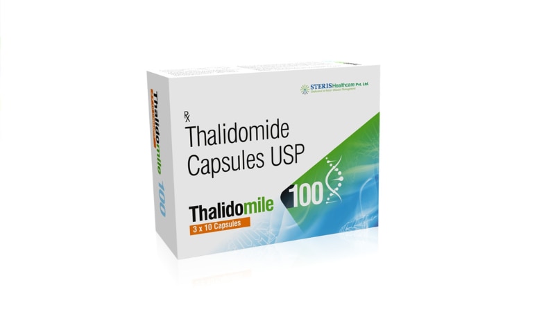 THALIDOMILE 100Thalidomide (100mg)Thalidomide (100mg) is a medication primarily used to treat certain types of cancer, such as multiple myeloma and leprosy. It belongs to a class of drugs known as immunomodulatory agents. Thalidomide works by affecting the immune system and inhibiting the growth of abnormal cells.Key points about Thalidomide (100mg):Medical Uses: Thalidomide is prescribed to patients with multiple myeloma, a type of blood cancer that affects plasma cells. It is also used in the treatment of complications related to leprosy.Mode of Action: Thalidomide exerts its therapeutic effects by modulating the immune response and interfering with the growth of cancer cells.Dosage: The standard dosage of Thalidomide is typically 100mg, but this may vary depending on the patient's condition and response to treatment. It is usually taken orally once daily, with or without food.Side Effects: Common side effects of Thalidomide include drowsiness, dizziness, constipation, and skin rash. It can also cause more serious side effects such as peripheral neuropathy and blood clots.Precautions: Thalidomide is known to cause severe birth defects and should not be used during pregnancy. Patients must use effective contraception during treatment and for a period after stopping Thalidomide.Monitoring: Regular monitoring of blood cell counts, liver function, and pregnancy tests (for women of childbearing potential) is necessary during Thalidomide therapy.It's crucial to take Thalidomide exactly as prescribed by a healthcare professional and to report any unusual symptoms or side effects promptly.For further information:Email: info@sterispharma.com / contact@sterispharma.comCall/WhatsApp: 7877551268, 7849827488Order Now: https://www.sterisonline.com/product/thalidomile-100-134000
