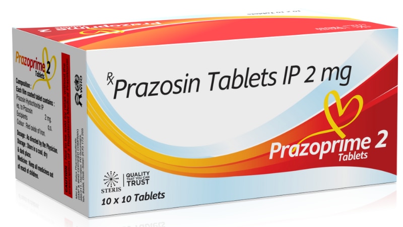 PRAZOPRIME 2 Prazosin (2mg)Prazoprim 2 contains Prazosin, an alpha-blocker used to treat high blood pressure (hypertension) and benign prostatic hyperplasia (enlarged prostate). It works by relaxing blood vessels, allowing blood to flow more easily.Medication Type: Alpha-blockerActive Ingredient: Prazosin (2mg)Uses:Lowering blood pressure in hypertensionImproving urinary symptoms in benign prostatic hyperplasiaHow It Works: Dilates blood vessels, reducing blood pressure and easing urinary symptomsDosage: Typically taken once daily, as directed by a healthcare providerSide Effects: May include dizziness, headache, drowsiness, and low blood pressurePrecautions:Avoid alcohol and operating machinery while taking this medicationInform your doctor about any other medications or health conditionsStorage: Store at room temperature away from moisture and heat.Consult your healthcare provider for personalized advice and to discuss any concerns or questions about Prazoprim 2. For further information:Email: info@sterispharma.com / contact@sterispharma.comCall/WhatsApp: 7877551268, 7849827488ORDER Now: https://www.sterisonline.com/product/prazoprime-2-134098
