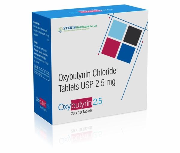 OXYBUTYRIN 2.5 Oxybutynin Chloride ( 2.5mg)Oxybutyrin 2.5 contains Oxybutynin Chloride at a strength of 2.5mg. It is commonly prescribed to treat overactive bladder symptoms such as frequent urination, urgency, and incontinence. Oxybutynin works by relaxing the bladder muscles, reducing bladder spasms and urinary frequency. This medication helps improve control over urination, leading to fewer bathroom visits and better quality of life. It is usually taken orally, with or without food, as directed by a healthcare provider. Common side effects may include dry mouth, constipation, blurred vision, dizziness, and drowsiness. It's important to follow the prescribed dosage and consult a doctor for any concerns or adverse reactions. For further information:Email: info@sterispharma.com / contact@sterispharma.comCall/WhatsApp: 7877551268, 7849827488ORDER Now: https://www.sterisonline.com/product/oxybutyrin-2-5-133498
