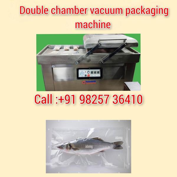 Double chamber vacuum packaging machine for fish packing 