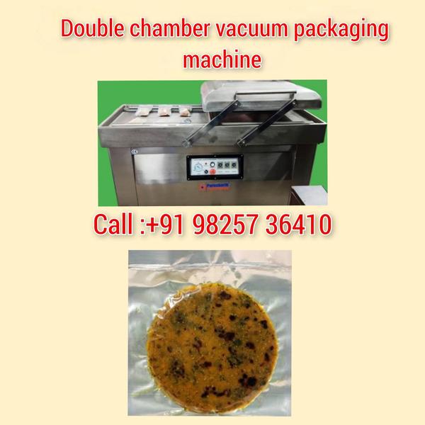 Double chamber vacuum packaging machine for thepla 