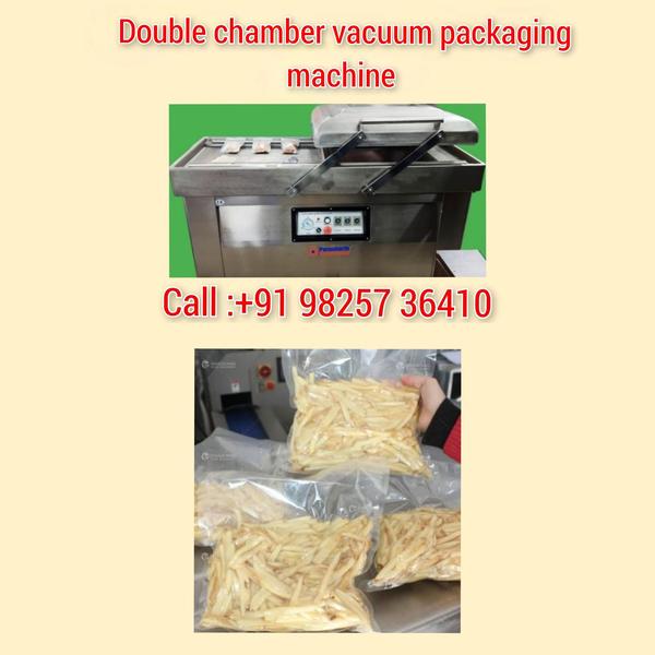 Double chamber vacuum packing machine for chips 