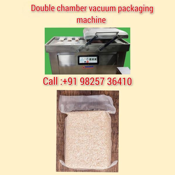 Double chamber vacuum packing machine for rice 