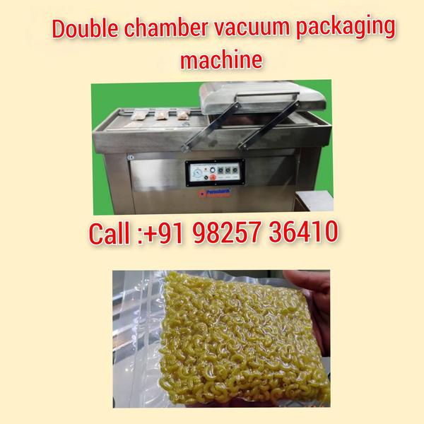 Double chamber vacuum packing machine for pasta 