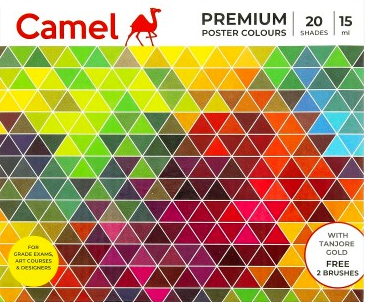 One of the oldest painting mediums used by humans, these colours are still able to create the most vibrant artworks.FeaturesCreates bold and solid effectsHas a matte and opaque finishVibrant and highly permanent coloursSuitable for photo reproduction (doesn't reflect any light)Very popular range of colours for all forms of design and traditional paintings100% veganIncluded in this pack: Brushes, Assorted Pack of 20 shades in 15ml- Violet, Special Pink, Peacock Blue, Prussian Blue, Ultramarine Blue, light Green, Olive Green, Poster Green, Chrome Yellow Medium Hue, lemon Yellow, Yellow ochre, Tanjore Gold, Flesh tint, Orange, Crimson, Poster Red, Burnt Sienna, Burnt Umber, Poster Black, Super White